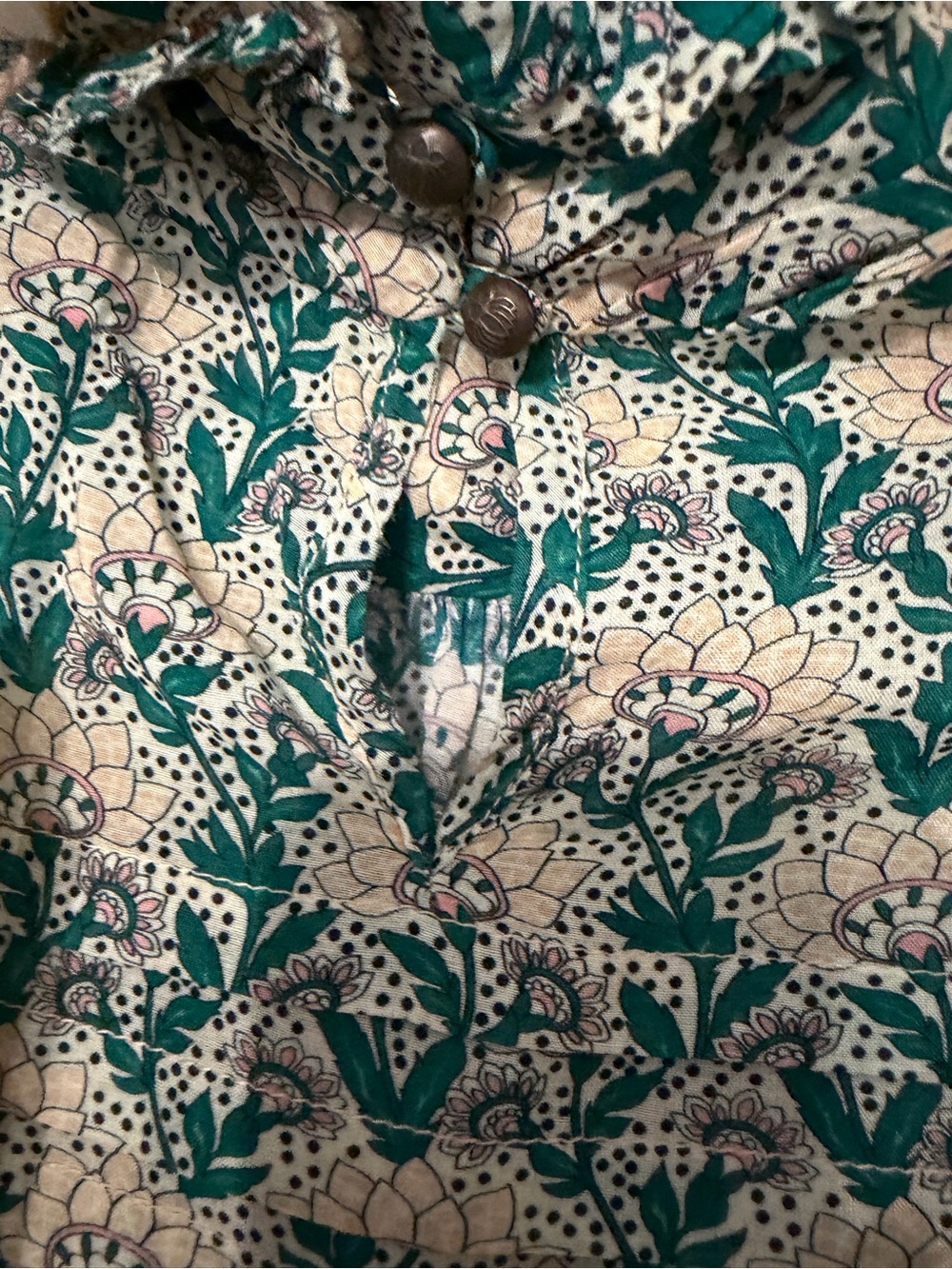 Anthropologie RARE Floral Print Blouse in Teal and Cream nwt small - Picture 6 of 6